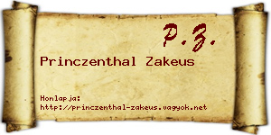 Princzenthal Zakeus névjegykártya